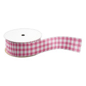 Modern Pink And White Gingham Buffalo Plaid   グログランリボン (リール)