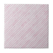 Modern Pink And White Stripes Ceramic Tile タイル (正面)