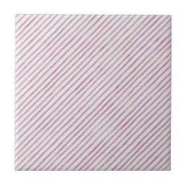 Modern Pink And White Stripes Ceramic Tile タイル