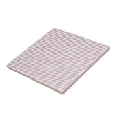 Modern Pink And White Stripes Ceramic Tile タイル (側面)