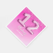 Modern Pink Balloon 12th Birthday for Girl スタンダードランチョンナプキン (角)