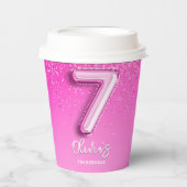 Modern Pink Balloon 7th Birthday for Girl 紙コップ (正面)