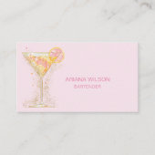 Modern Pink Bartender Cocktail Bow Bar Club Event  名刺 (正面)