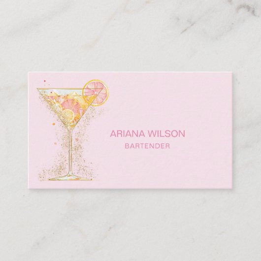 Modern Pink Bartender Cocktail Bow Bar Club Event  名刺 (正面)