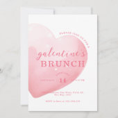 Modern Pink Big Heart Galentine's Day Brunch 招待状 (正面)
