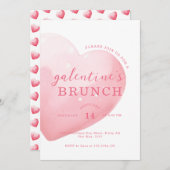 Modern Pink Big Heart Galentine's Day Brunch 招待状 (正面/裏面)