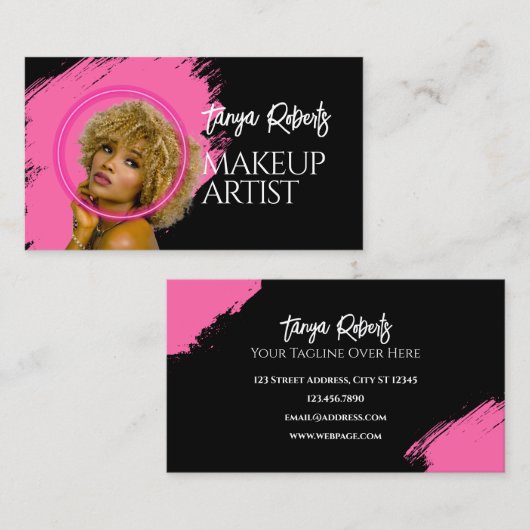 Modern pink black makeup 名刺 (正面/裏面)