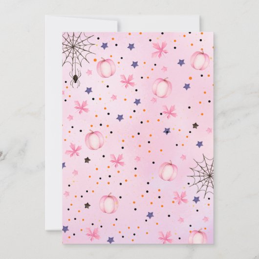 Modern Pink Black Sweet Spooktacular Halloween  招待状 (裏面)