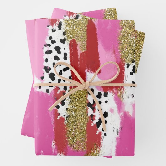 Modern Pink Black & White Abstract Wrapping Sheets ラッピングペーパーシート (インサイチュ)