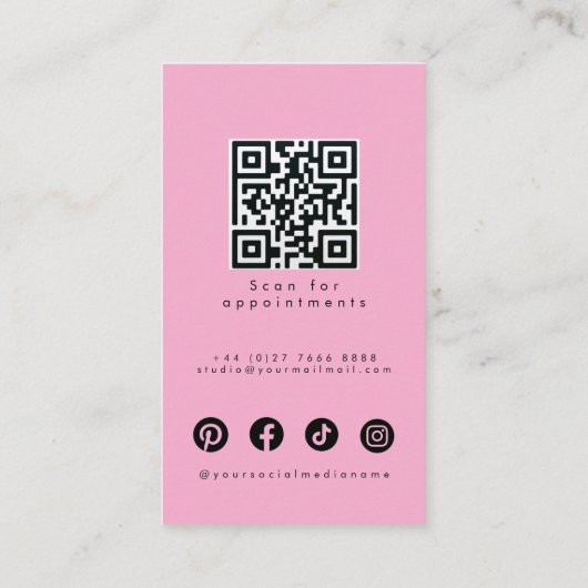 Modern Pink Blue Lime Hair Styling Flat Design QR 名刺 (裏面)