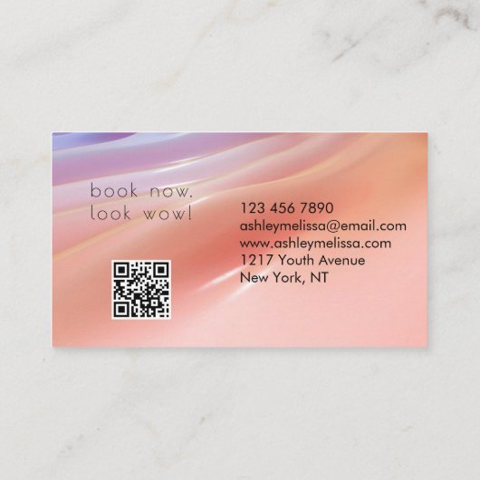 Modern Pink blurry makeup artist QR Code 名刺 (裏面)