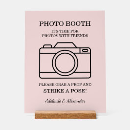 Modern Pink Blush Camera Wedding Photo Booth  アクリルサイン