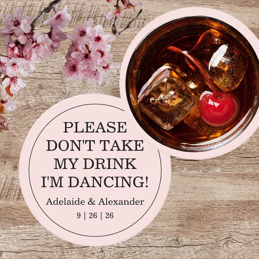 Modern Pink Blush Drink Cover Wedding ラウンドペーパーコースター