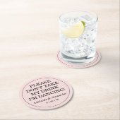 Modern Pink Blush Drink Cover Wedding ラウンドペーパーコースター (インサイチュ)