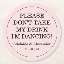 Modern Pink Blush Drink Cover Wedding ラウンドペーパーコースター