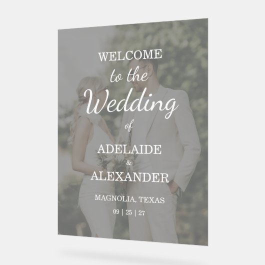 Modern Pink Blush Wedding アクリルサイン (傾斜)