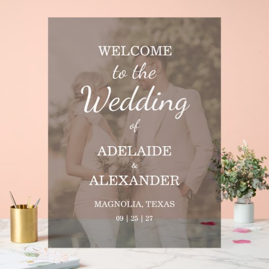 Modern Pink Blush Wedding アクリルサイン (ウェディング)