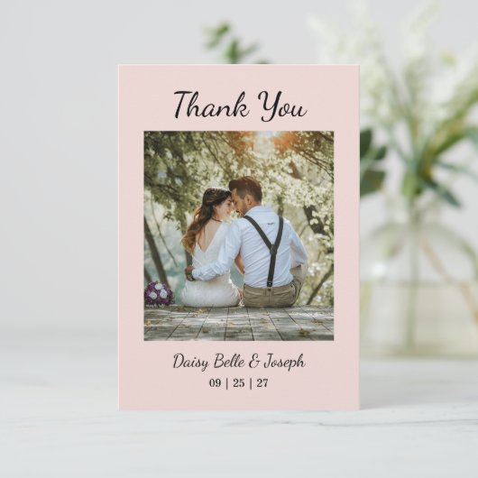 Modern Pink Blush wedding サンキューカード (スタンド正面)