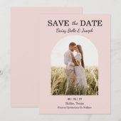 Modern Pink Blush wedding セーブザデート (正面/裏面)
