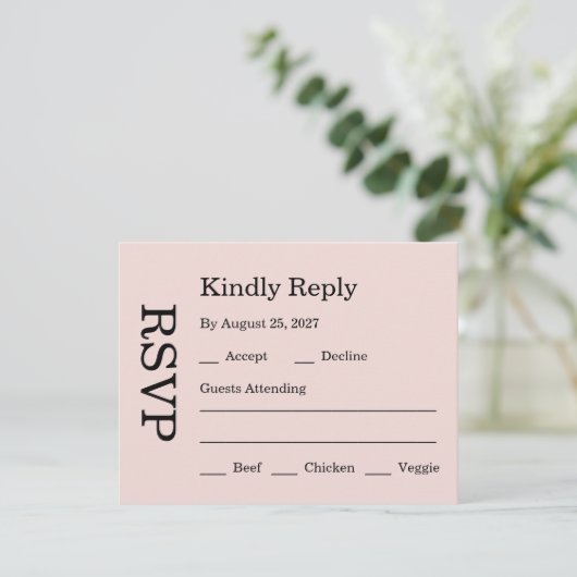 Modern Pink Blush wedding 出欠カード (スタンド正面)