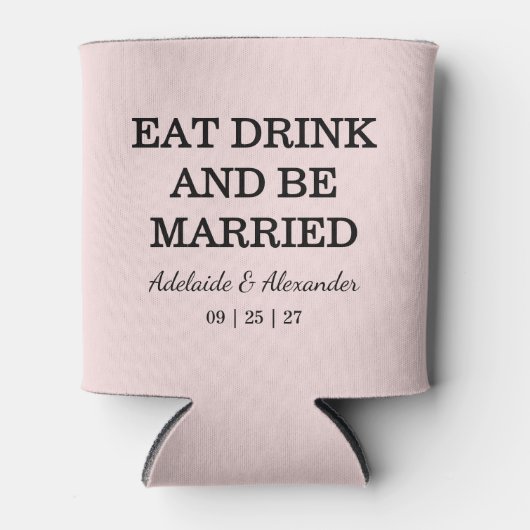 Modern Pink Blush Wedding 缶クーラー (正面)