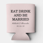 Modern Pink Blush Wedding 缶クーラー (裏面)