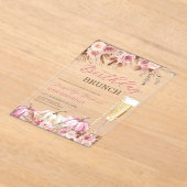 Modern Pink Boho Pumpkin Autumn Birthday Brunch  アクリル招待状 (レイダウン)