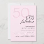Modern Pink Bold 50 and Fabulous Birthday Party 招待状 (正面)
