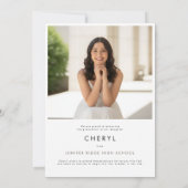 Modern Pink Bow 2 Photo Graduation Announcement 招待状 (裏面)