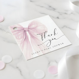 Modern Pink Bow Baby Girl Shower Favor Tags フェイバータグ
