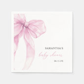 Modern Pink Bow Baby Shower スタンダードカクテルナプキン (正面)
