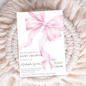 modern Pink Bow Coquette Baby Shower 招待状