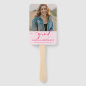 Modern Pink Bow Graduation Class of 2026 Photo ハンドファン (裏面)