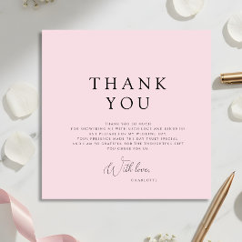 Modern Pink Bridal Shower Thank You Card 招待状