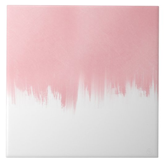 Modern Pink Brush strokes white Design タイル (正面)