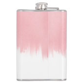 Modern Pink Brush strokes white Design フラスク (裏面)