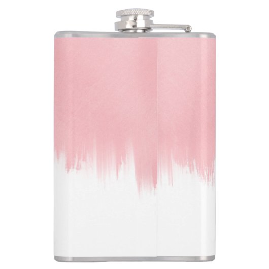 Modern Pink Brush strokes white Design フラスク (裏面)