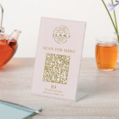 Modern Pink Business Logo Contactles QR Code Menu 台座サイン (インサイチュ)
