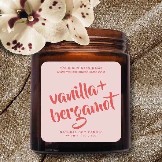 Modern pink candle product label スクエアシール