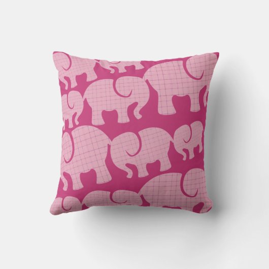 Modern Pink Checked Elephant Pattern クッション (裏面)