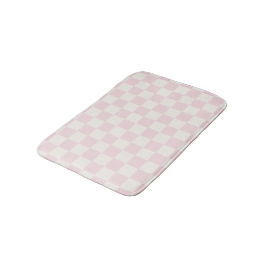 Modern Pink Checkered Pattern バスマット (アングル)