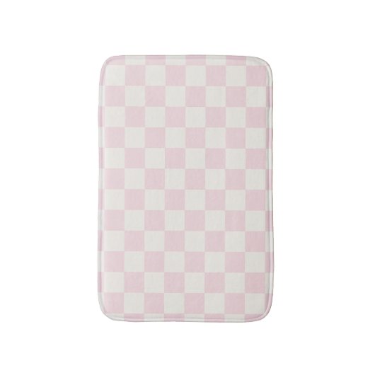 Modern Pink Checkered Pattern バスマット (正面縦)