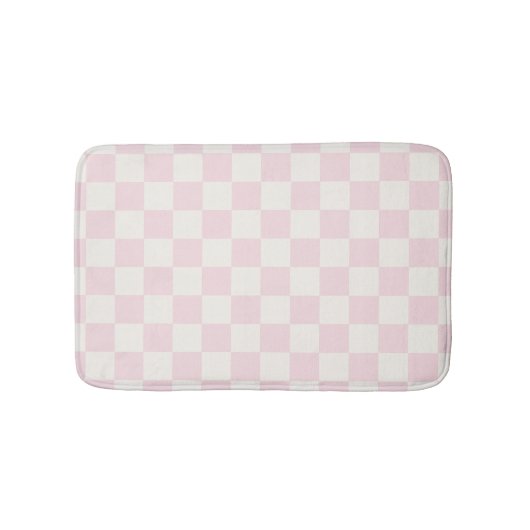Modern Pink Checkered Pattern バスマット (正面)