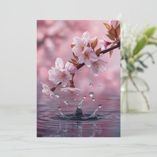 Modern Pink Cherry Blossom Invitation Template – E 招待状 (スタンド正面)