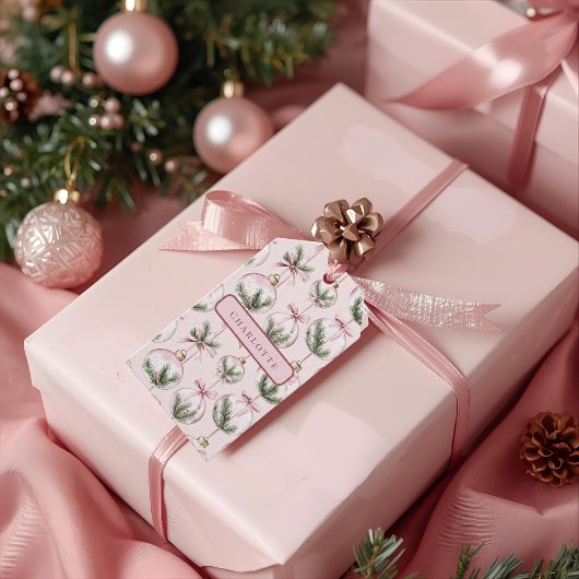 Modern Pink Christmas Ornament Gift Tag ギフトタグ