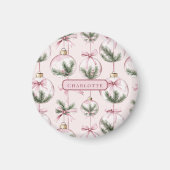 Modern Pink Christmas Ornament Personalized Gift マグネット (正面)