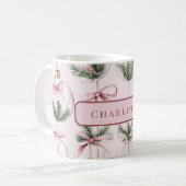 Modern Pink Christmas Ornament Personalized Mug コーヒーマグカップ (正面左)