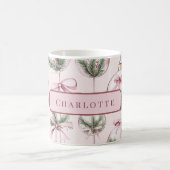 Modern Pink Christmas Ornament Personalized Mug コーヒーマグカップ (中央)