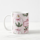 Modern Pink Christmas Ornament Personalized Mug コーヒーマグカップ (左)