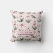 Modern Pink Christmas Ornament Personalized Pillow クッション (正面)